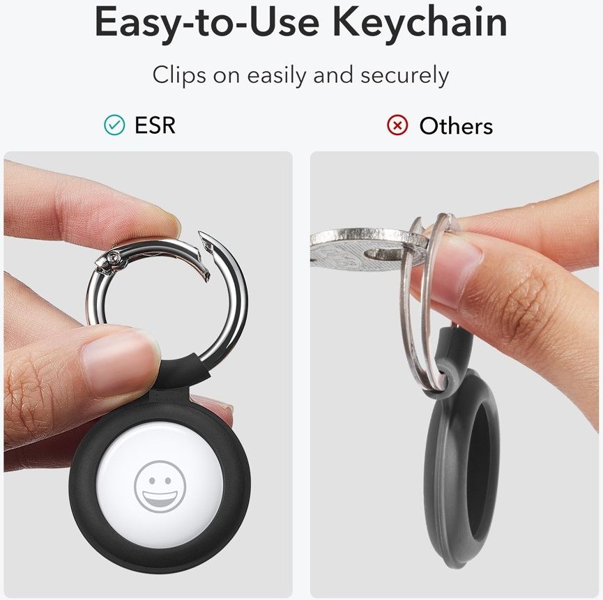 Apple AirTag Sleutelhanger Siliconen Hoes met Karabijnhaak Zwart afbeelding 4