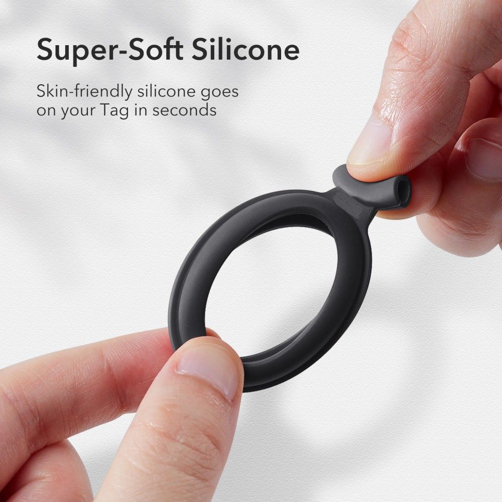 Apple AirTag Sleutelhanger Siliconen Hoes met Karabijnhaak Zwart afbeelding 7