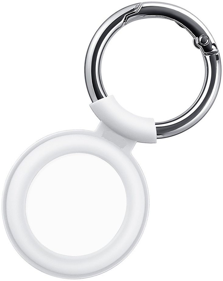 Apple AirTag Sleutelhanger Siliconen Hoes met Karabijnhaak Wit afbeelding 1