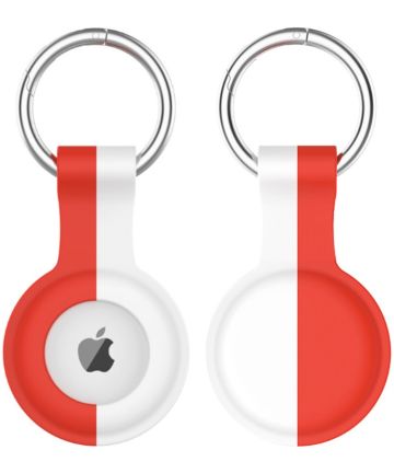 Apple AirTag Sleutelhanger Siliconen Bescherm Hoes Rood Wit Hoesjes