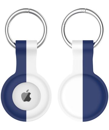 Apple AirTag Sleutelhanger Siliconen Bescherm Hoes Blauw Wit Hoesjes