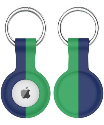 Apple AirTag Sleutelhanger Siliconen Bescherm Hoes Blauw Groen Print Hoesjes