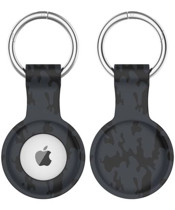 Apple AirTag Sleutelhanger Siliconen Bescherm Hoes Camo Grijs Print Hoesjes
