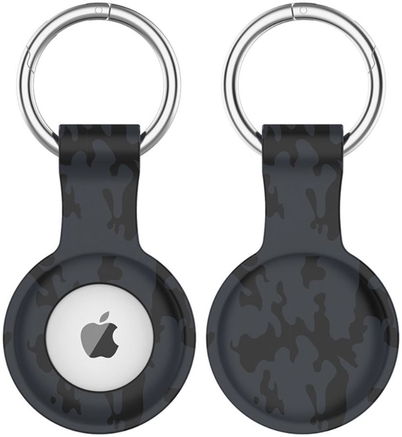 Apple AirTag Sleutelhanger Siliconen Bescherm Hoes Camo Grijs Print afbeelding 1