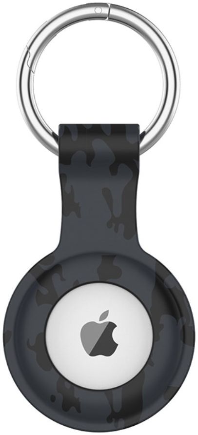 Apple AirTag Sleutelhanger Siliconen Bescherm Hoes Camo Grijs Print afbeelding 2