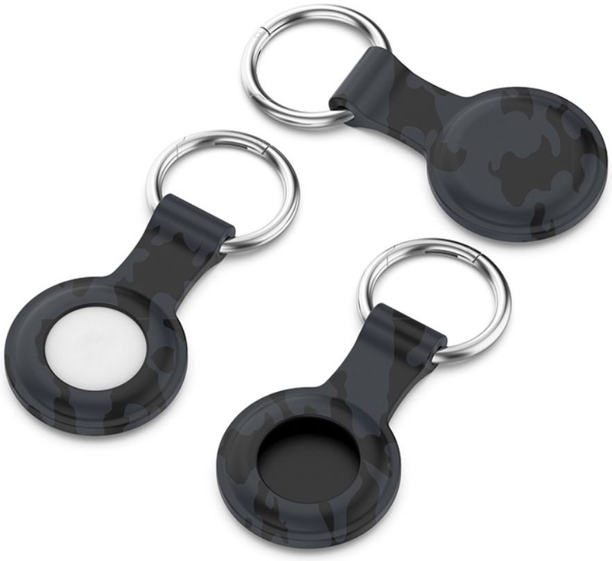 Apple AirTag Sleutelhanger Siliconen Bescherm Hoes Camo Grijs Print afbeelding 6