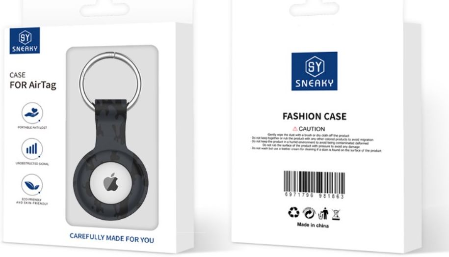 Apple AirTag Sleutelhanger Siliconen Bescherm Hoes Camo Grijs Print afbeelding 7