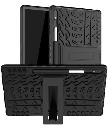 Samsung Galaxy Tab S7 FE / S7 Plus Hoes Hybride Back Cover Zwart Hoesjes