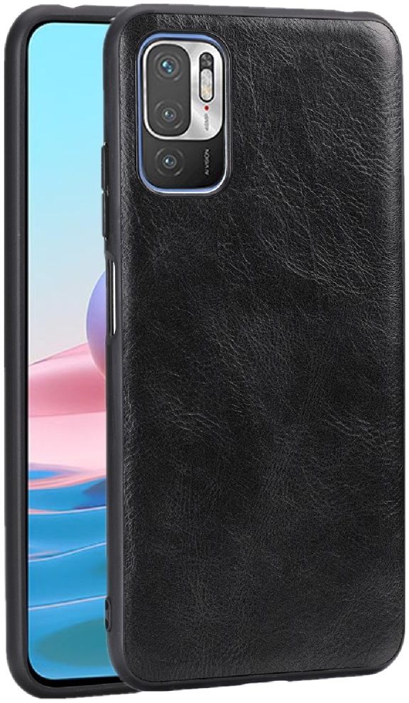 Xiaomi Redmi Note 10 5G/Poco M3 Pro Hoesje met Kunstleer Coating Zwart afbeelding 1