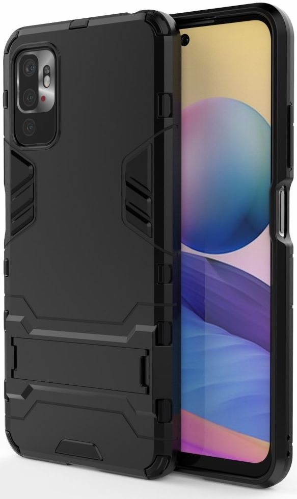 Xiaomi Redmi Note 10 5G/Poco M3 Pro Hoesje Kickstand Shock Proof Zwart afbeelding 1