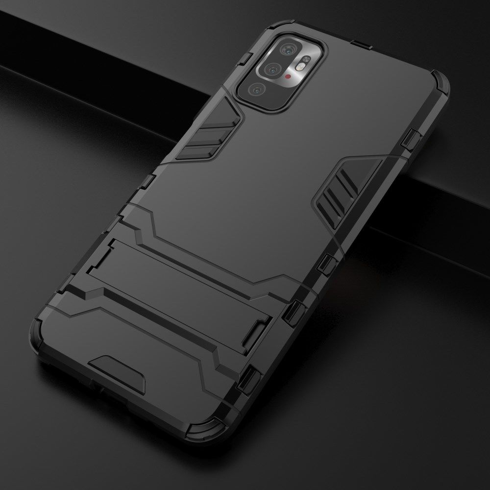 Xiaomi Redmi Note 10 5G/Poco M3 Pro Hoesje Kickstand Shock Proof Zwart afbeelding 3