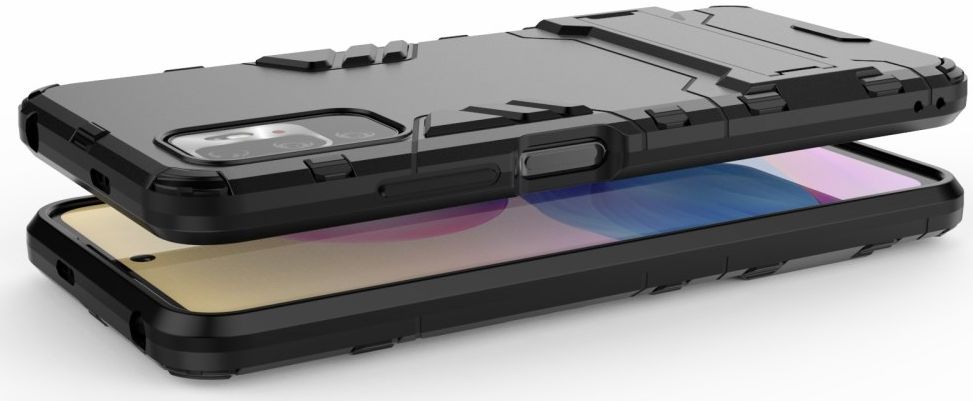 Xiaomi Redmi Note 10 5G/Poco M3 Pro Hoesje Kickstand Shock Proof Zwart afbeelding 6