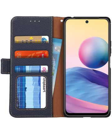 KHAZNEH Xiaomi Redmi Note 105G/Poco M3 Pr Hoesje RFID Book Case Blauw Hoesjes