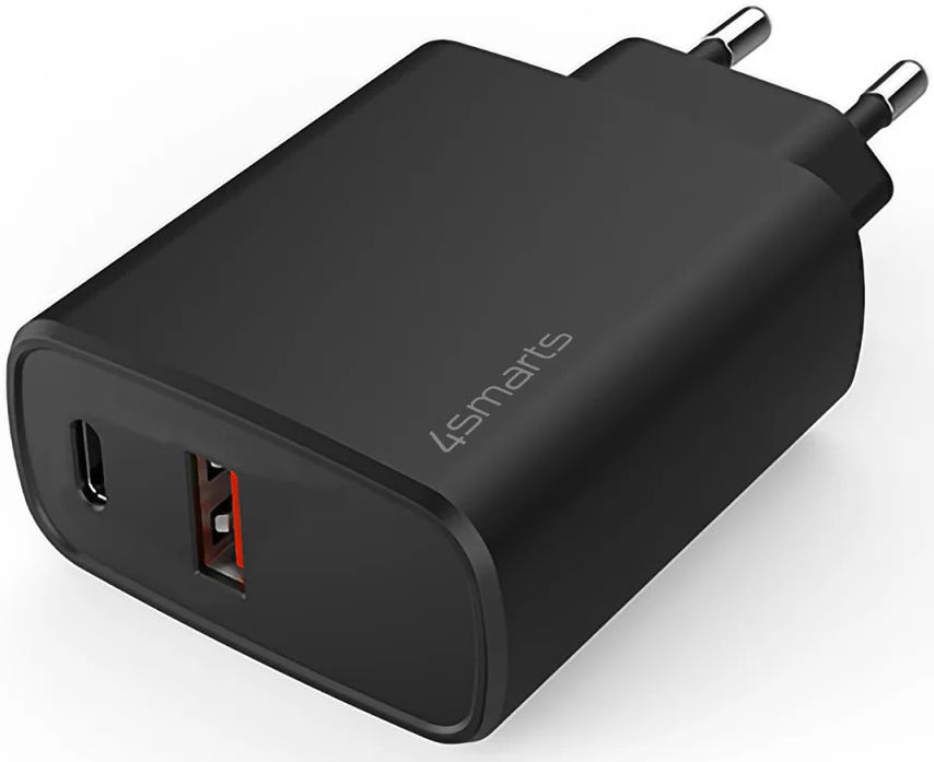 4smarts VoltPlug Adapter 25W USB-A / USB-C Snellader Zwart afbeelding 1