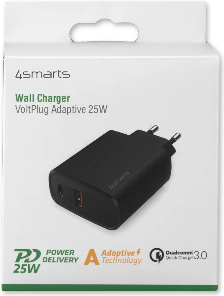 4smarts VoltPlug Adapter 25W USB-A / USB-C Snellader Zwart afbeelding 9