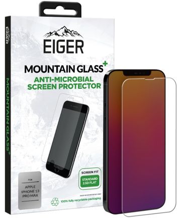 Eiger Mountain+ iPhone 13 Pro Max Tempered Glass Antibacterieel Plat Screen Protectors