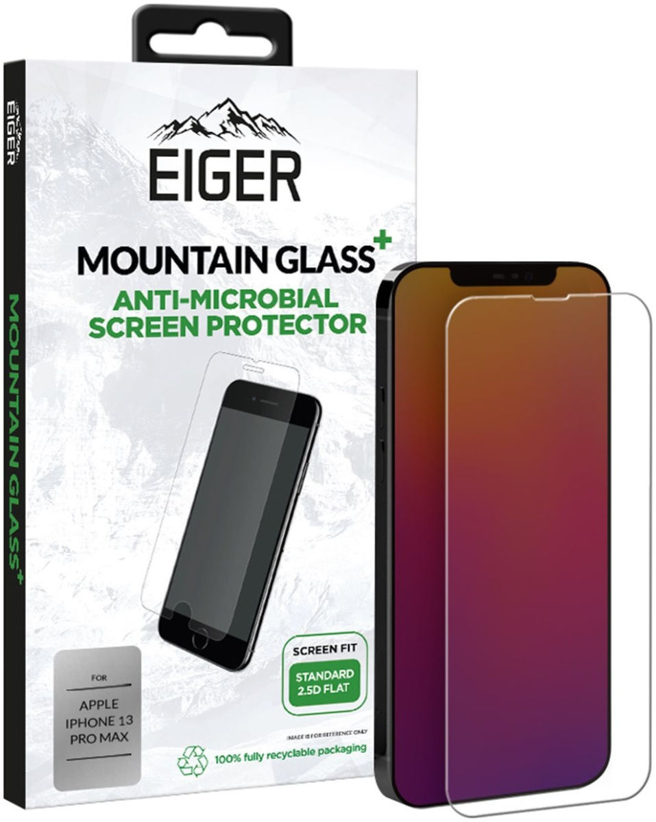 Eiger Mountain+ iPhone 13 Pro Max Tempered Glass Antibacterieel Plat afbeelding 1