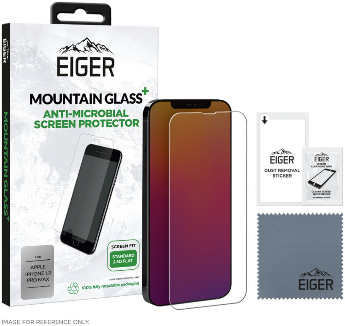 Eiger Mountain+ iPhone 13 Pro Max Tempered Glass Antibacterieel Plat afbeelding 5