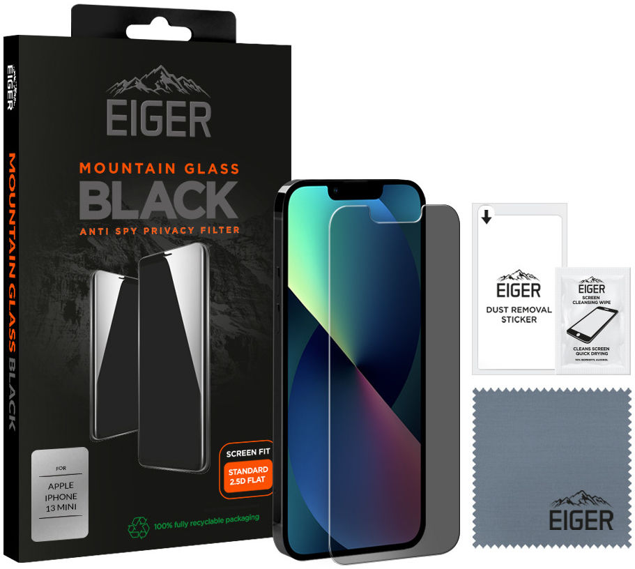 Eiger Apple iPhone 13 Mini Privacy Glass Case Friendly Screenprotector afbeelding 1