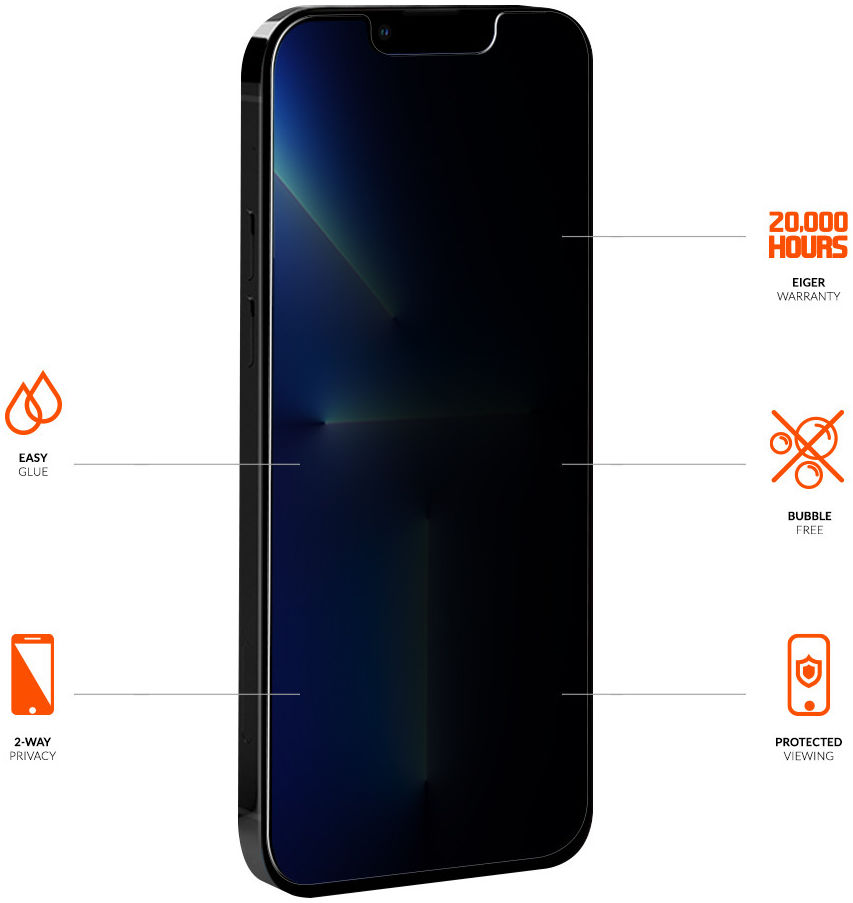 Eiger Mountain Privacy Glass Apple iPhone 13 / 13 Pro Screen Protector afbeelding 4