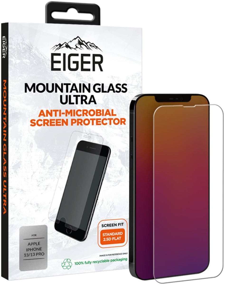 Eiger Ultra iPhone 13 / 13 Pro Tempered Glass Antibacterieel Plat afbeelding 1