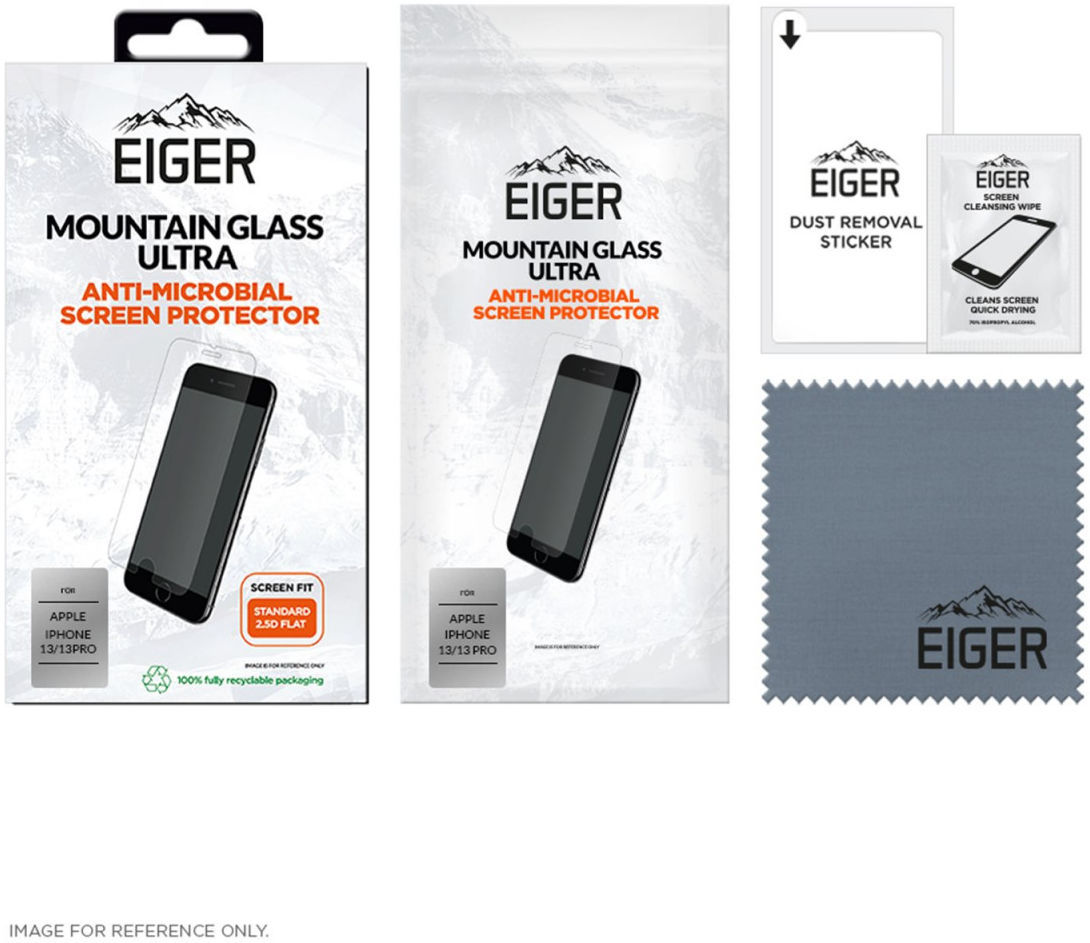 Eiger Ultra iPhone 13 / 13 Pro Tempered Glass Antibacterieel Plat afbeelding 4