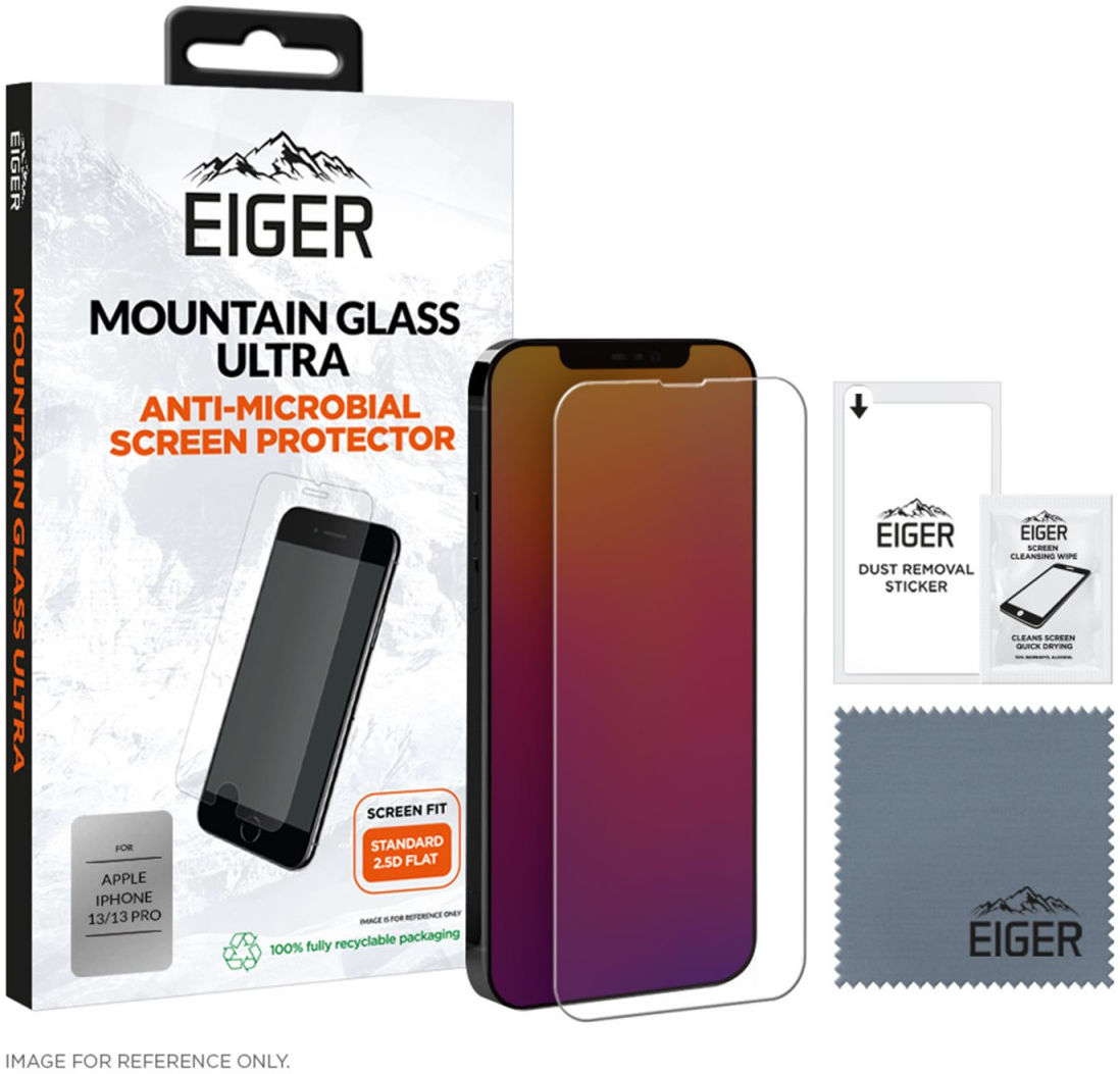 Eiger Ultra iPhone 13 / 13 Pro Tempered Glass Antibacterieel Plat afbeelding 5