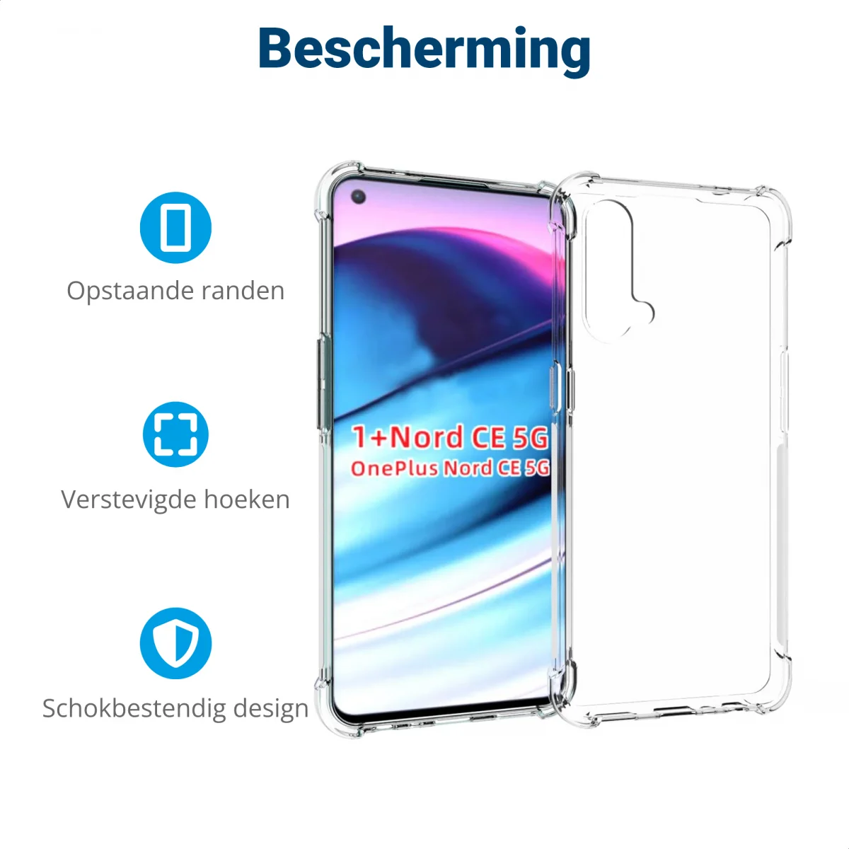 OnePlus Nord CE 5G Hoesje Schokbestendig TPU Back Cover Transparant afbeelding 4