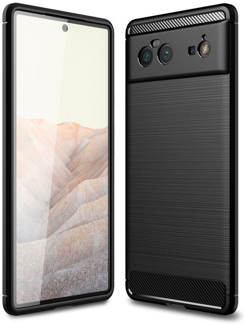 Google Pixel 6 Hoesje Geborsteld TPU Back Cover Zwart afbeelding 1