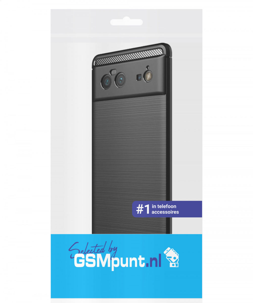 Google Pixel 6 Hoesje Geborsteld TPU Back Cover Zwart afbeelding 2