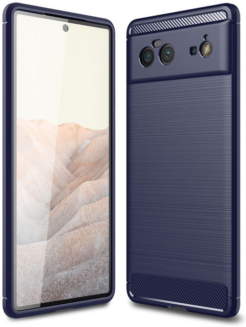 Google Pixel 6 Hoesje Geborsteld TPU Back Cover Blauw afbeelding 1