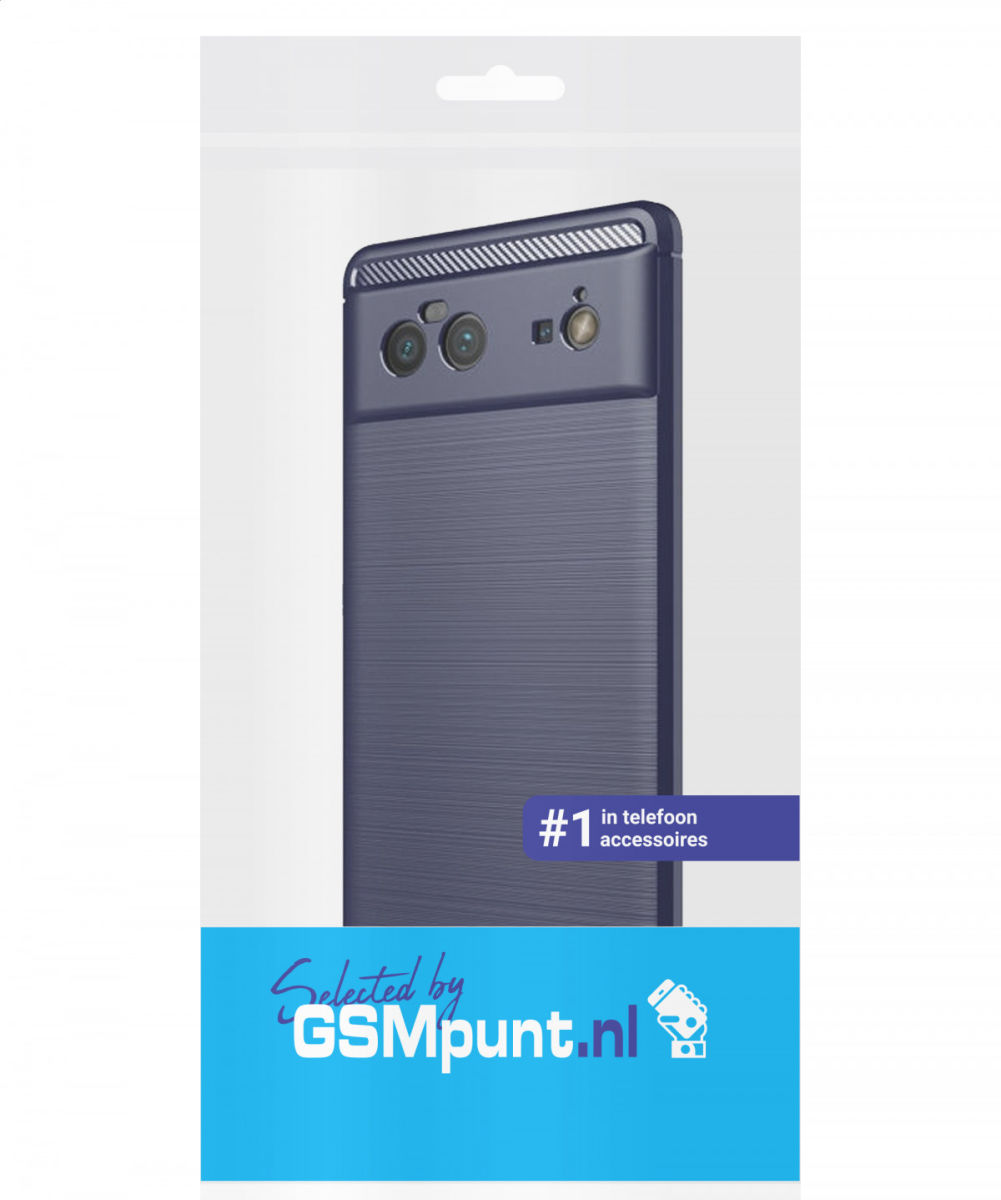 Google Pixel 6 Hoesje Geborsteld TPU Back Cover Blauw afbeelding 2