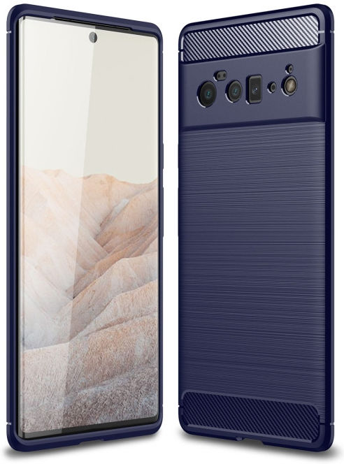 Google Pixel 6 Pro Hoesje Geborsteld TPU Back Cover Blauw afbeelding 1