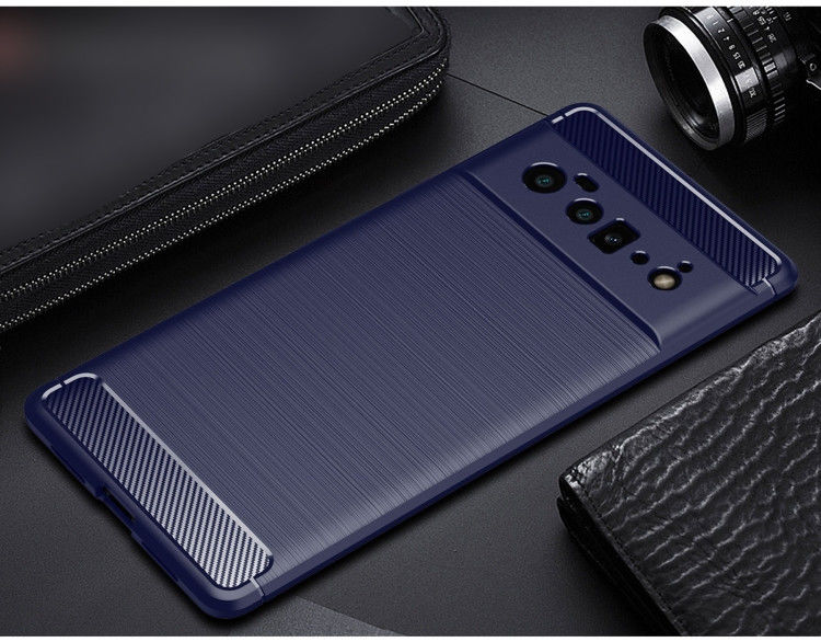 Google Pixel 6 Pro Hoesje Geborsteld TPU Back Cover Blauw afbeelding 3