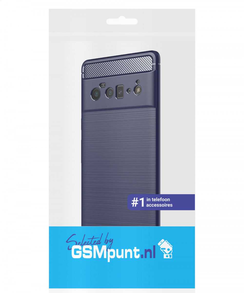 Google Pixel 6 Pro Hoesje Geborsteld TPU Back Cover Blauw afbeelding 2