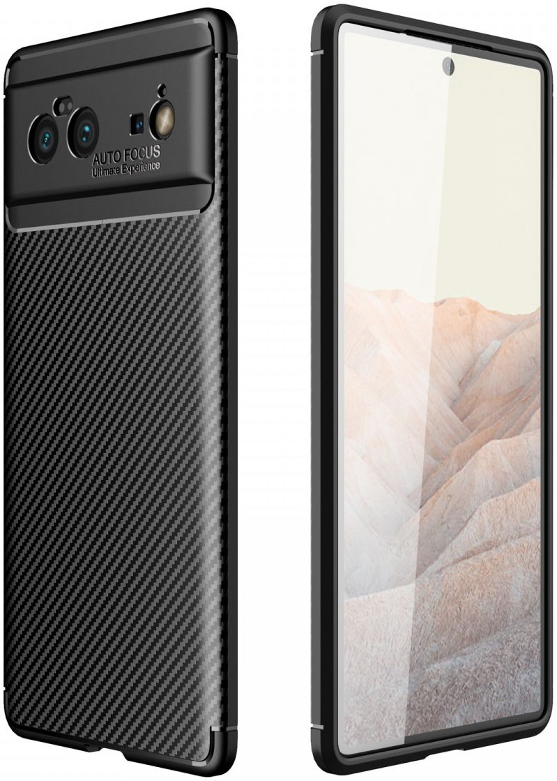 Google Pixel 6 Hoesje Siliconen Carbon TPU Back Cover Zwart afbeelding 5