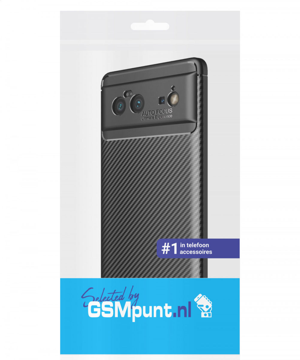 Google Pixel 6 Hoesje Siliconen Carbon TPU Back Cover Zwart afbeelding 4