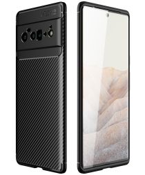 Google Pixel 6 Pro Hoesje Siliconen Carbon TPU Back Cover Zwart