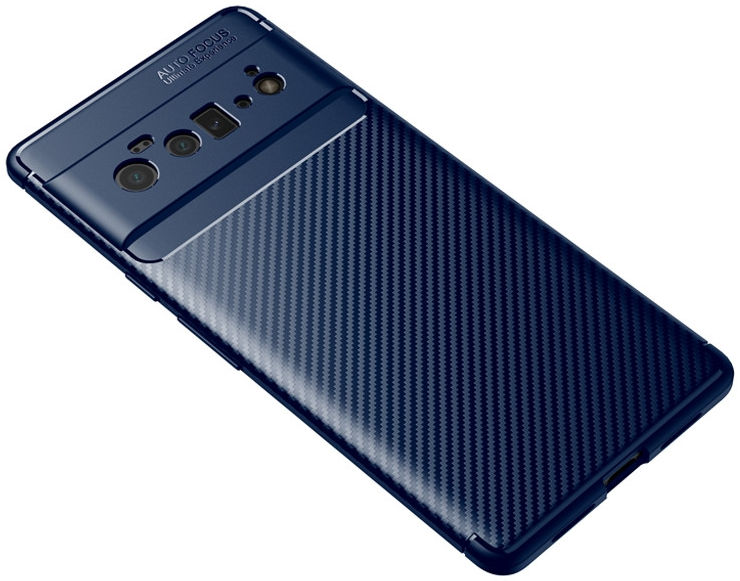 Google Pixel 6 Pro Hoesje Siliconen Carbon TPU Back Cover Blauw afbeelding 3