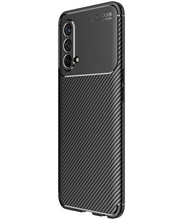 OnePlus Nord CE 5G Hoesje Siliconen Carbon TPU Back Cover Zwart Hoesjes