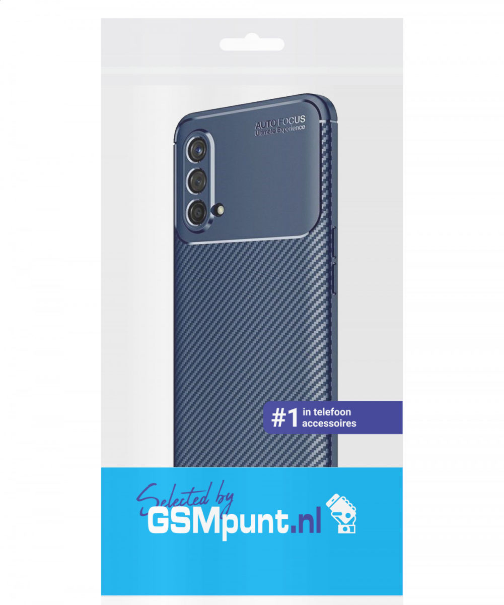 OnePlus Nord CE 5G Hoesje Siliconen Carbon TPU Back Cover Blauw afbeelding 2