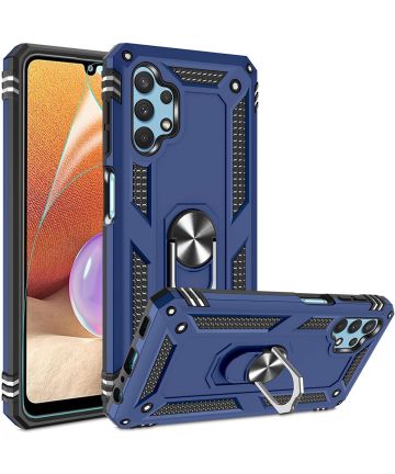Samsung Galaxy A32 4G Hoesje Hybride Kickstand Back Cover Blauw Hoesjes