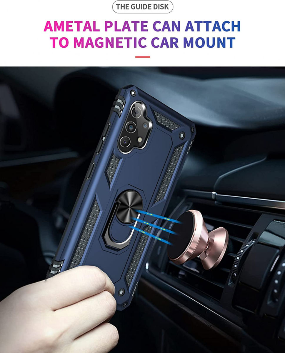 Samsung Galaxy A32 4G Hoesje Hybride Kickstand Back Cover Blauw afbeelding 4