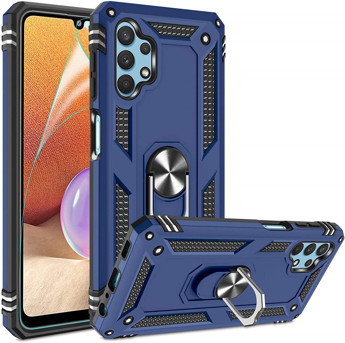 Samsung Galaxy A32 4G Hoesje Hybride Kickstand Back Cover Blauw afbeelding 1