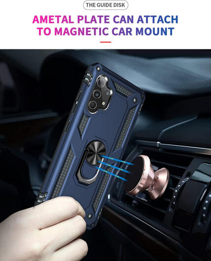 Samsung Galaxy A32 4G Hoesje Hybride Kickstand Back Cover Blauw afbeelding 4