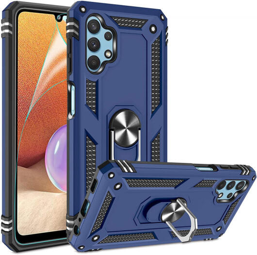 Samsung Galaxy A32 4G Hoesje Hybride Kickstand Back Cover Blauw afbeelding 1