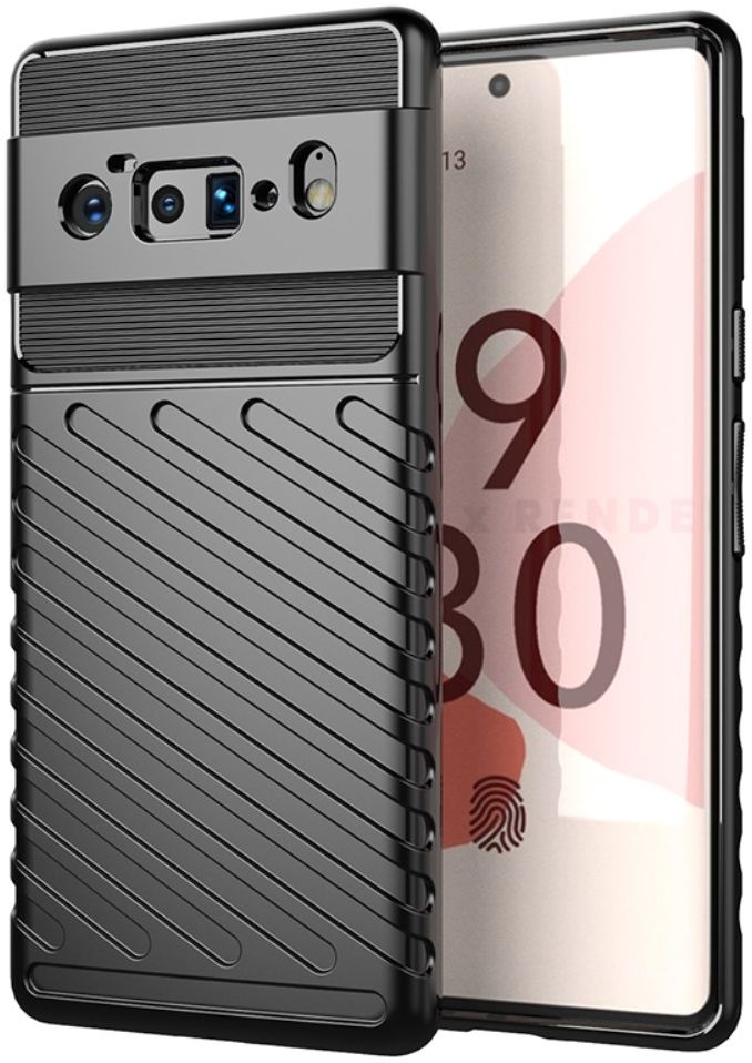 Google Pixel 6 Pro Hoesje TPU Thunder Design Back Cover Zwart afbeelding 1