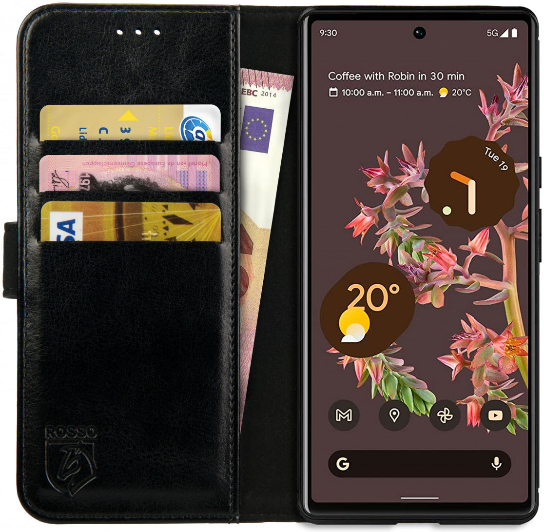 Rosso Element Google Pixel 6 Hoesje Book Cover Wallet Zwart afbeelding 1