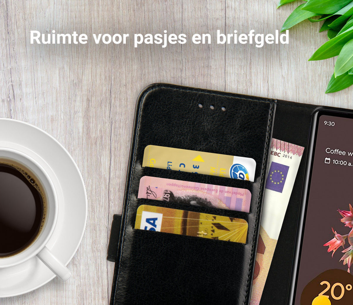 Rosso Element Google Pixel 6 Hoesje Book Cover Wallet Zwart afbeelding 5