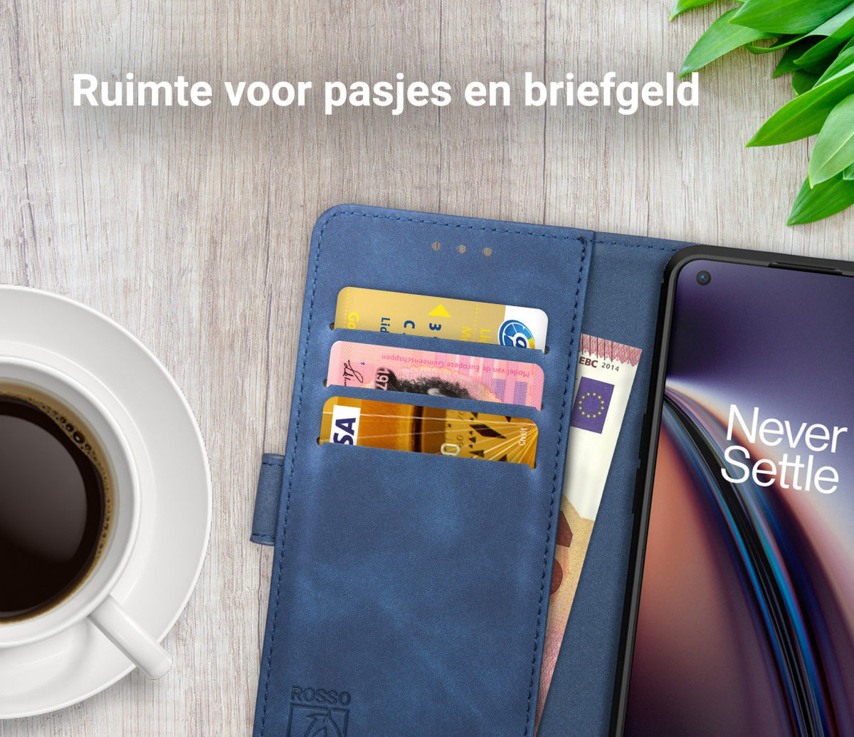 Rosso Element OnePlus Nord CE 5G Hoesje Book Cover Wallet Blauw afbeelding 9